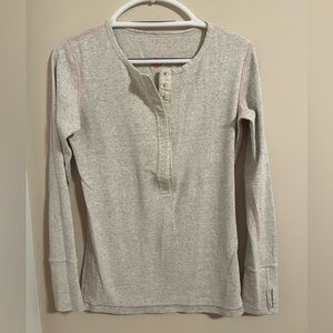 Lululemon Athletica Gray Long Sleeve Henley with Pink Stitching
